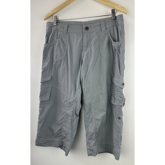 Kuhl Kontra Short Gray Cargo Convertible Roll Tab Adjustable Crop Womens Size 10 - Picture 2 of 13